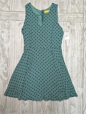 dee elle Teal Green Polka Dot Sleeveless Fit & Flare Dress